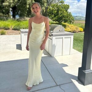 Shona Joy La Lune Lace Back Maxi Dress in Lemon Yellow